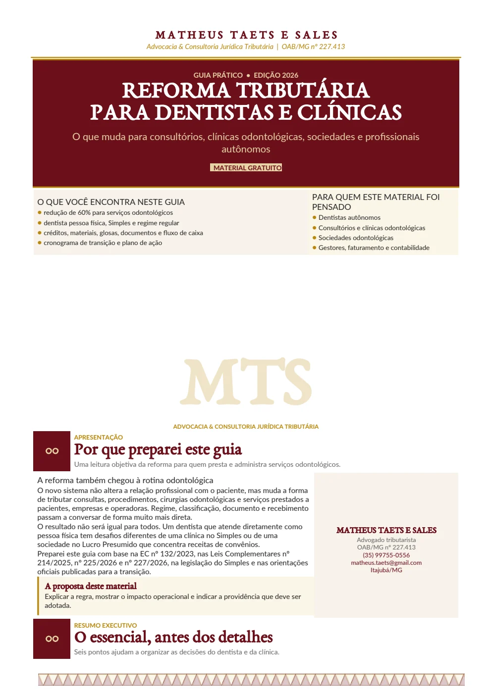 Capa do guia Reforma Tributária para Dentistas e Clínicas