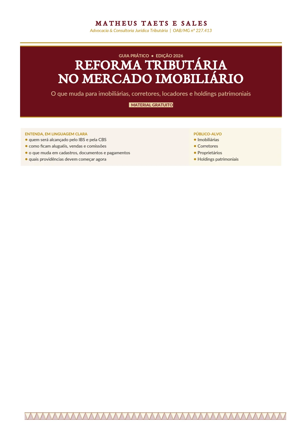 Capa do guia Reforma Tributária no Mercado Imobiliário