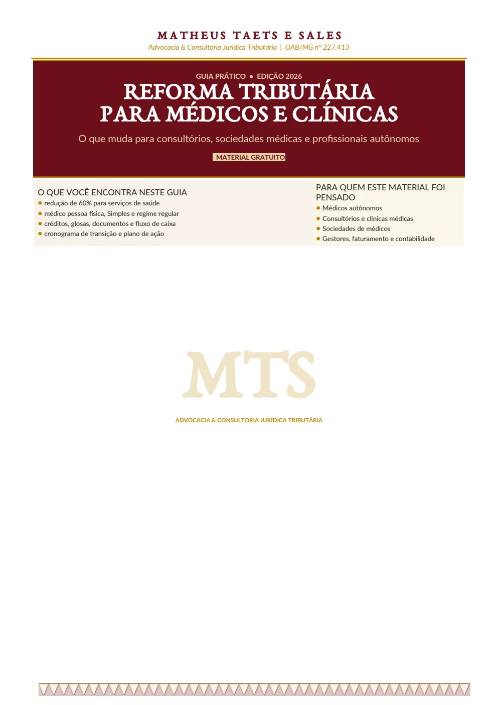 Capa do guia Reforma Tributária para Médicos e Clínicas