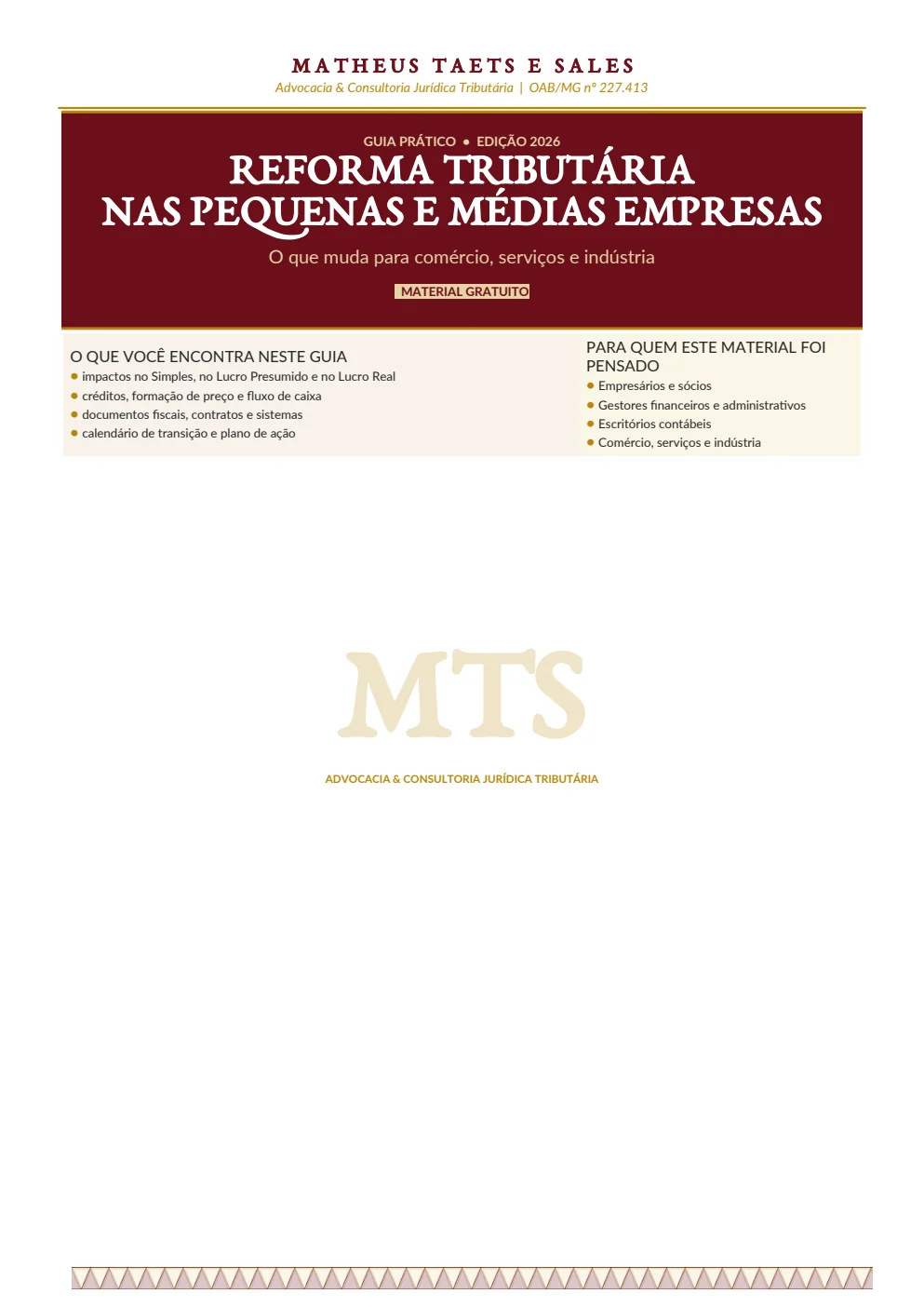 Capa do guia Reforma Tributária nas Pequenas e Médias Empresas
